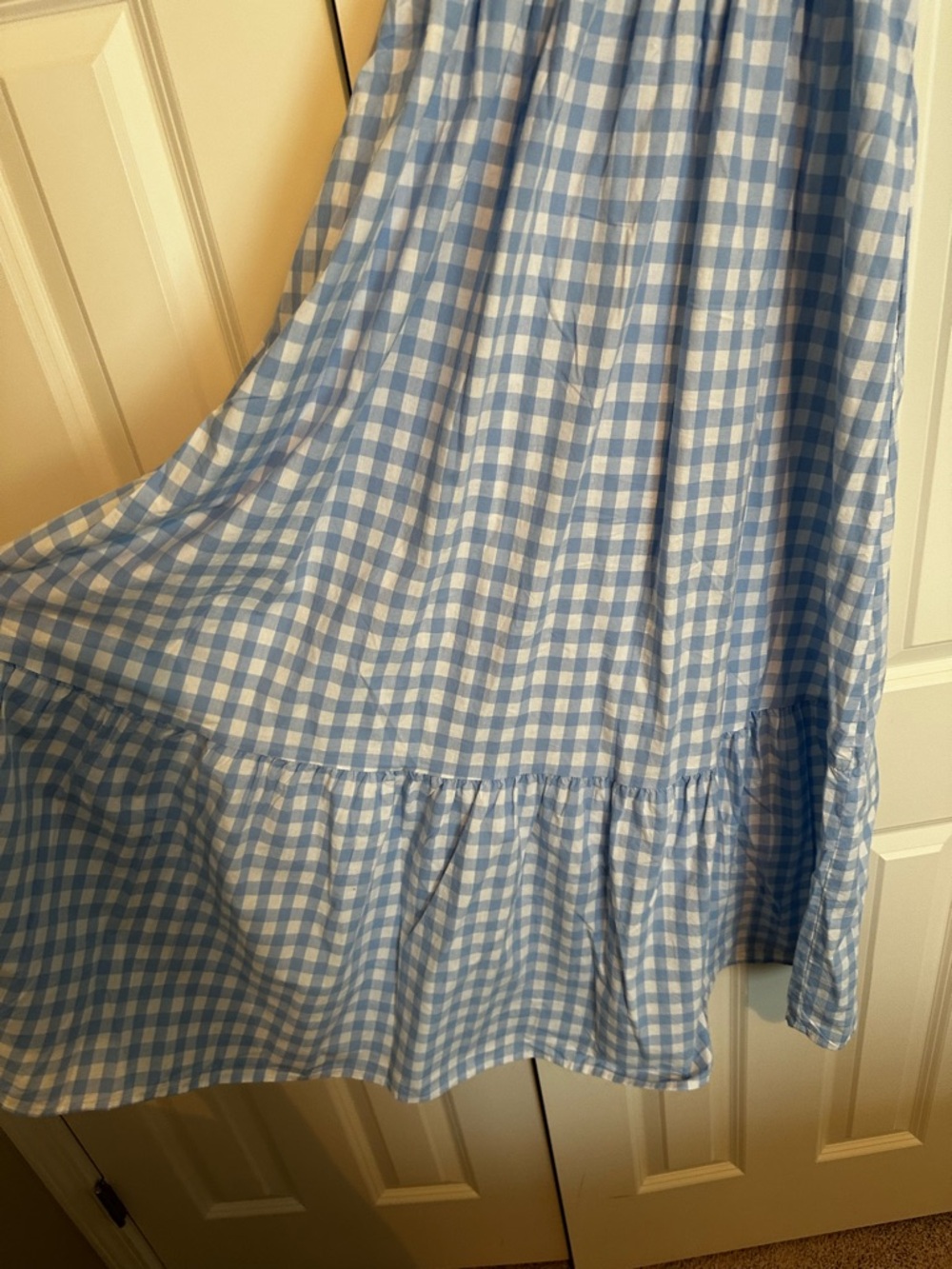 Blue Gingham Smocked Maxi Dress - Picture 6 of 6